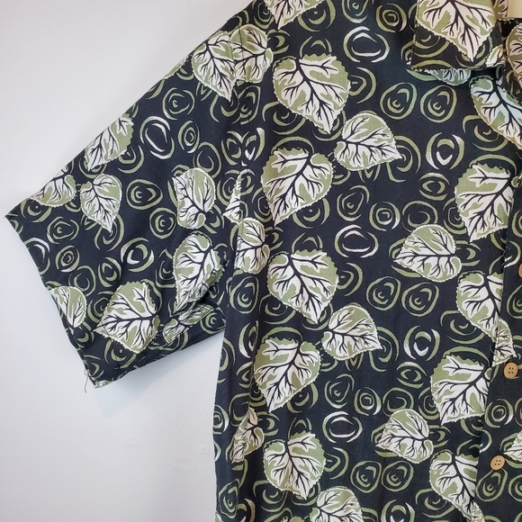 Vintage Summa Green Vines Allover Short Sleeve Mens Shirt Button Up Size M - Picture 3 of 14